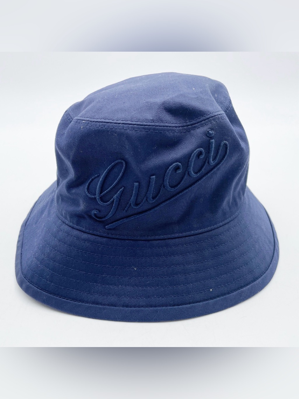Gucci Deep Blue Tonal Script Bucket Hat